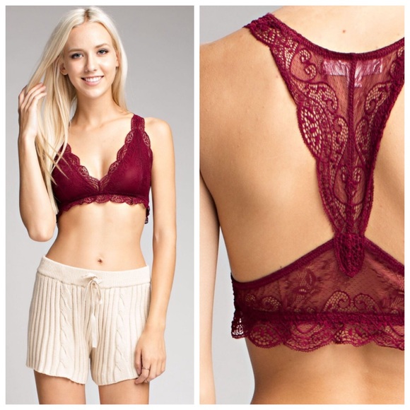 Kalli Collection Other - LAST ONE | New red wine Lace Racerback bralette